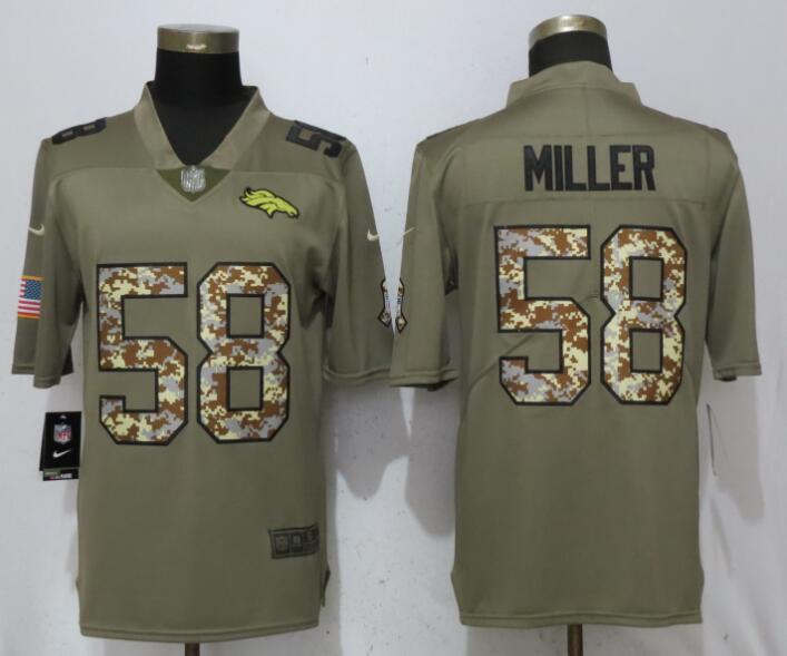 Men Denver Broncos #58 Miller Olive Camo Carson Salute to Service Nike Limited NFL Jerseys